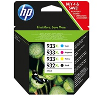HP 932XL (noir)/933XL (cyan/magenta/jaune) pack de 4 cartouches d'encre authentiques