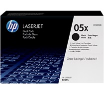 HP 05X pack de 2 toners LaserJet noir grande capacité authentiques