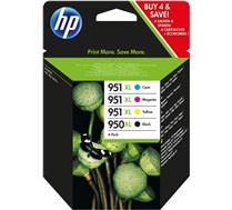 HP 950XL (noir)/951XL (cyan/magenta/jaune) pack de 4 cartouches d'encre authentiques