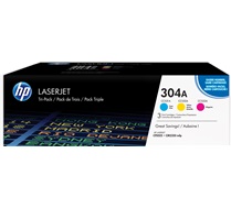 HP 304A pack de 3 toners LaserJet cyan/magenta/jaune authentiques